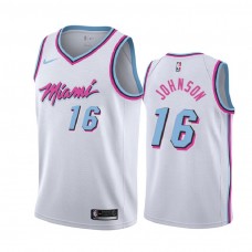 Men's Miami Heat #16 James Johnson White City Jersey
