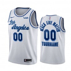 Los Angeles Lakers #00 Custom White Social Justice Classic Jersey