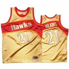 Men Atlanta Hawks Dominique Wilkins #21 Gold Classic Once More Jersey