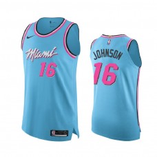 Men's Miami Heat #16 James Johnson Blue City Edition Jersey